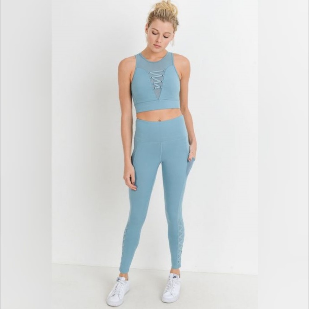 Highwaist Hybrid Mesh & Lattice Straps Full Pocket - Picture 2 of 7
